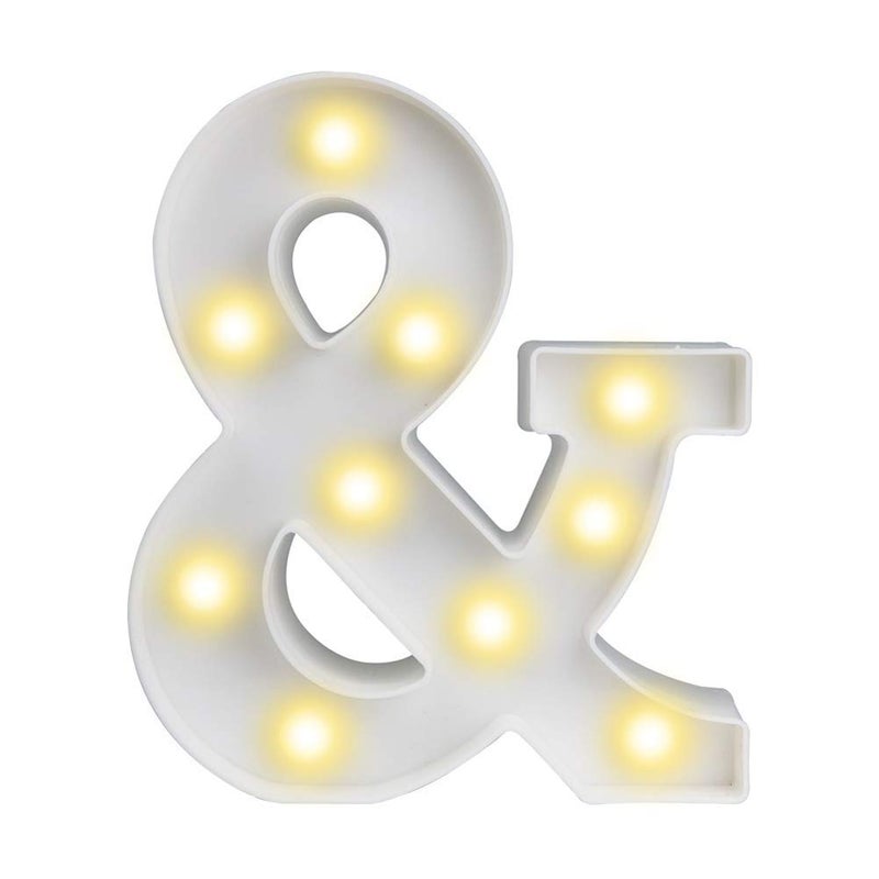 ODISTAR LED Light Up Marquee Letters, Battery Powered Sign Letter 26 Alphabet with Lights for Wedding Engagement Birthday Party Table Decoration bar Christmas Night Home,9â€™â€™, White (&)